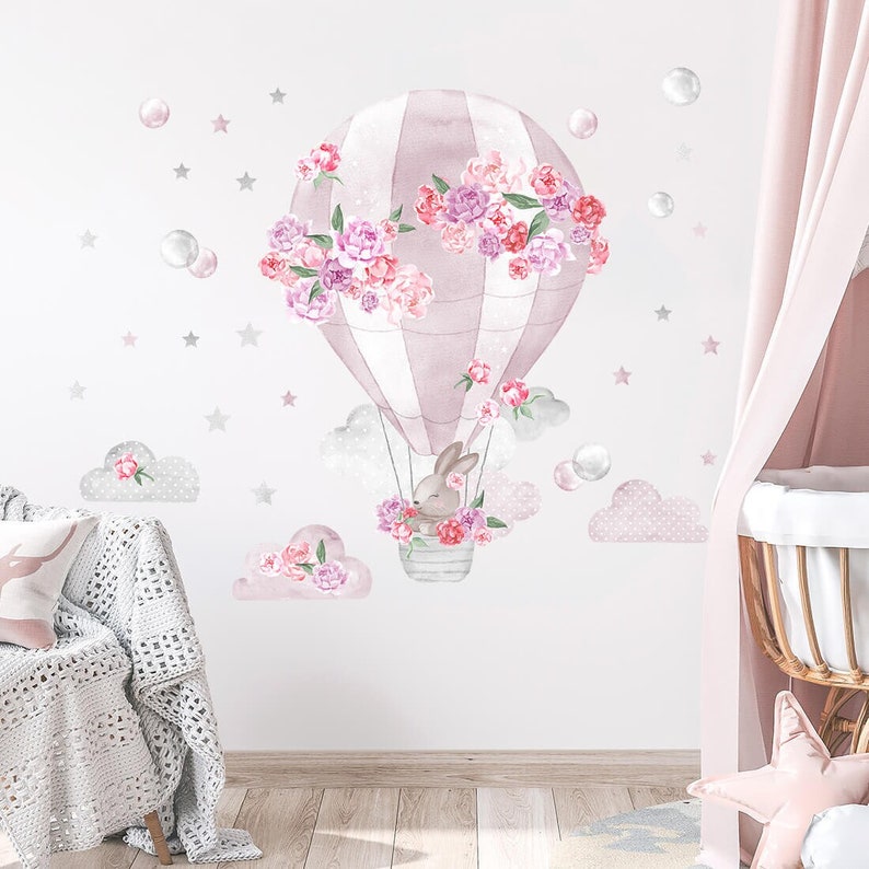Peonies Wall Decal / Peony Wall Sticker / Balloon Wall Sticker / Gift ...