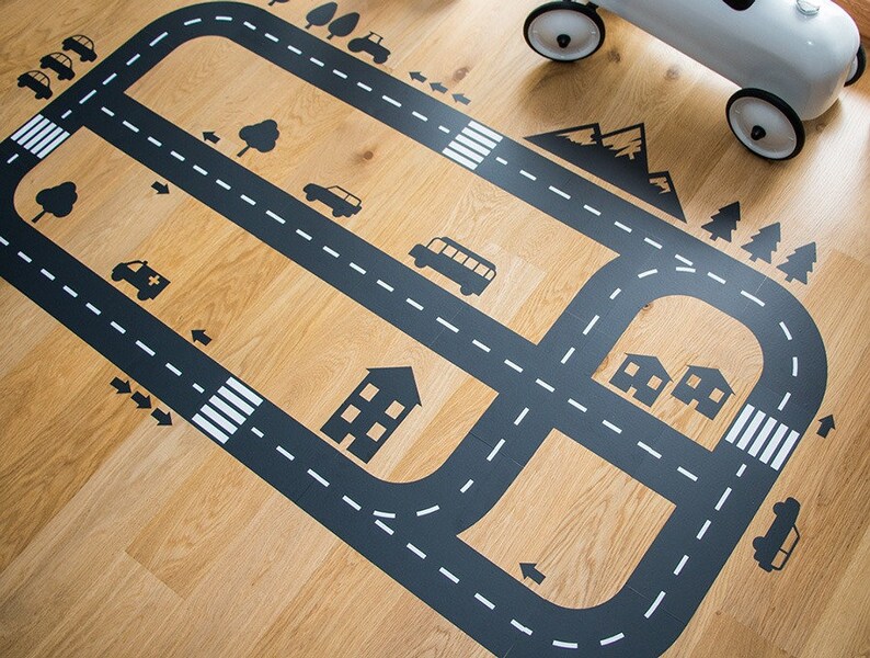 Floor sticker RACE TRACK car kids wall art nursery decor | Etsy