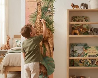 Muursticker hoogtegrafiek Safari – liniaal voor babykamer