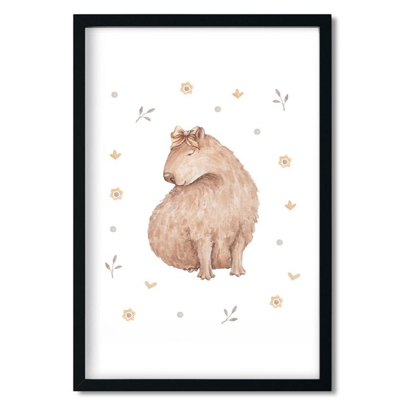 watercolor poster, poster for kids room, nursery decor, nursery poster, poster for nursery, kids room poster, capybaras, poster capybara, poster with capybara, hand-painted poster, hand-painted illustration, boho posters, poster in boho style