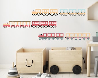 Train Wall Sticker, Large Red Train Wall Decal, boys nursery, Train Wall Art, Fabric Wall Decal, Train Theme, Pell and stick decals