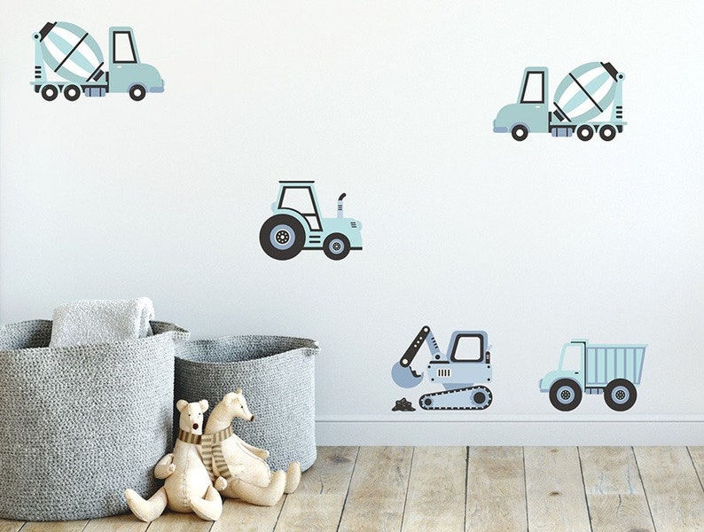 Construction Wall Decals Vehicles Wall Decal Cars Trucks Wall Etsy