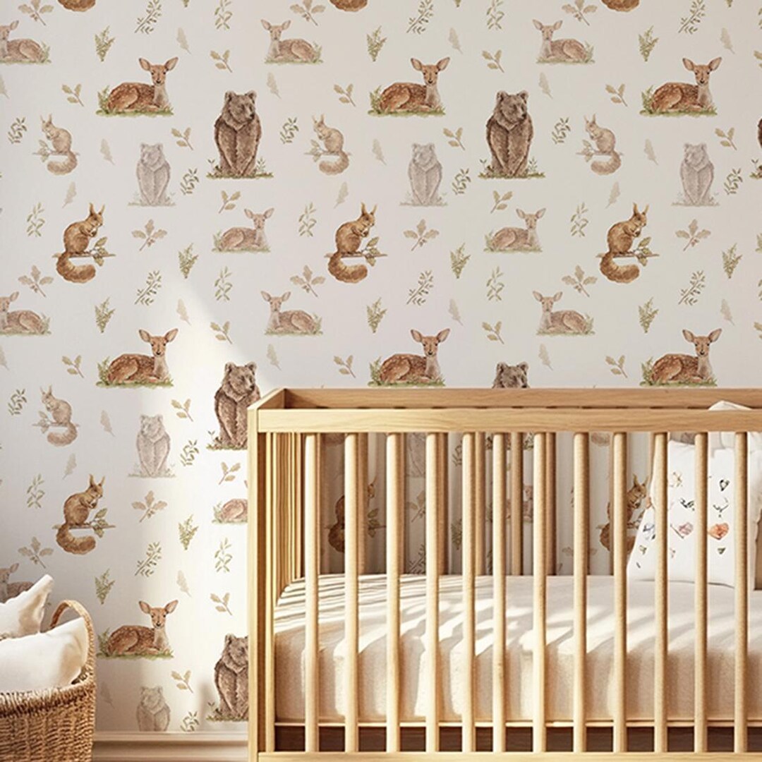 Forest Animals Wallpaper for Nursery | Woodland Wallpaper for Kids ...
