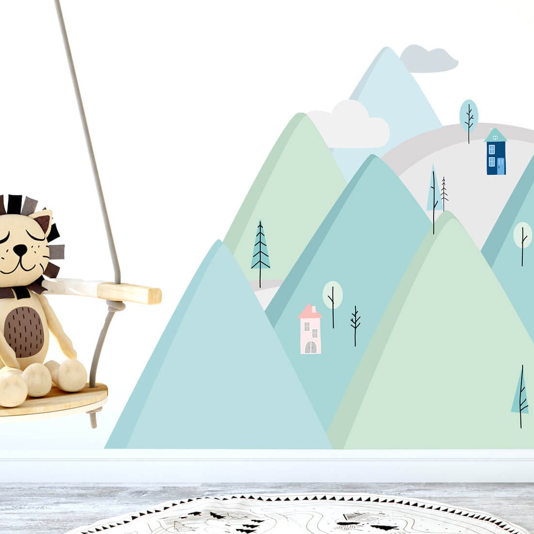 Wall Decor MOUNTAIN Mint Kids Room Wall Art Modern | Etsy