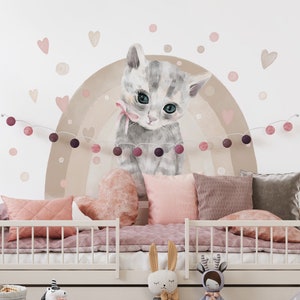 Cat Wall Decal / Boho Cat Sticker / Cat Lover Wall Sticker / Cat Nursery Decal