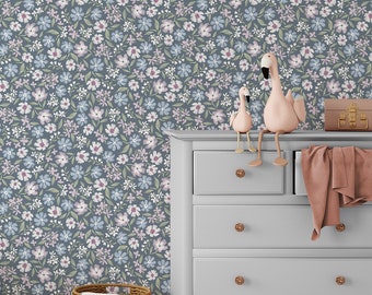 Daisy Wallpaper Blue - Daisies Pattern Wallpaper for Kids' Room