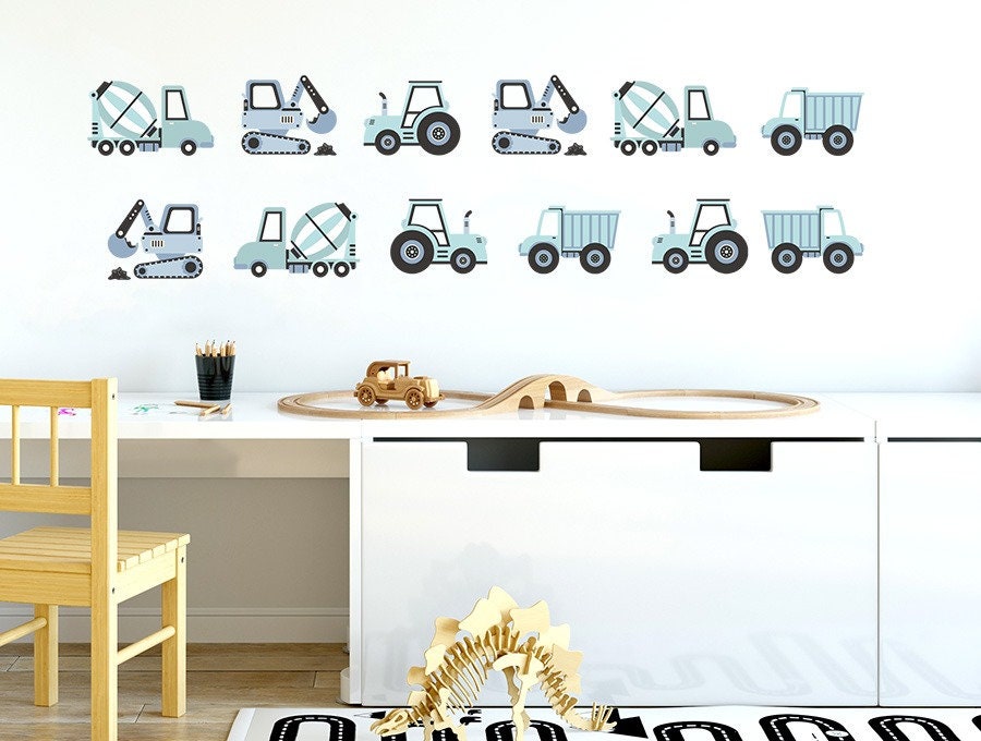 Construction Wall Decals Vehicles Wall Decal Cars Trucks Wall Etsy
