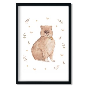 watercolor poster, poster for kids room, nursery decor, nursery poster, poster for nursery, kids room poster, capybaras, poster capybara, poster with capybara, hand-painted poster, hand-painted illustration, boho posters, poster in boho style
