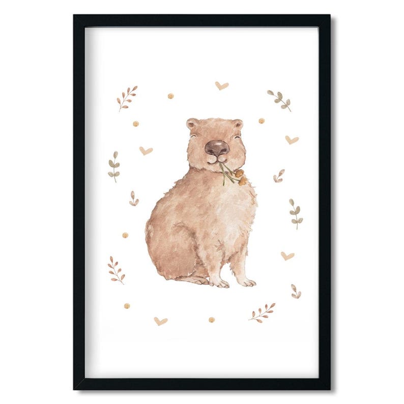 watercolor poster, poster for kids room, nursery decor, nursery poster, poster for nursery, kids room poster, capybaras, poster capybara, poster with capybara, hand-painted poster, hand-painted illustration, boho posters, poster in boho style