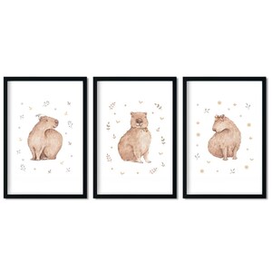 watercolor poster, poster for kids room, nursery decor, nursery poster, poster for nursery, kids room poster, capybaras, poster capybara, poster with capybara, hand-painted poster, hand-painted illustration, boho posters, poster in boho style