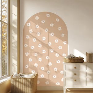 Beige Arch with Daisies Wall Decal – Wall Sticker for Kids Room – 3 Sizes