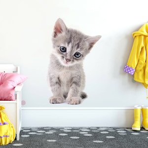Little Cat wall decor, kids wall art, nursery decor, wallpaper for kids room, childrens wall decals, animal wallpaper