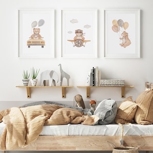 watercolor poster, poster for kids room, nursery decor, nursery poster, poster for nursery, kids room poster, kids room decor, kids room art, hand-painted poster, hand-painted illustration,  poster in boho style, bunny poster, poster with bear