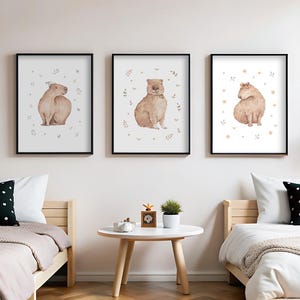watercolor poster, poster for kids room, nursery decor, nursery poster, poster for nursery, kids room poster, capybaras, poster capybara, poster with capybara, hand-painted poster, hand-painted illustration, boho posters, poster in boho style