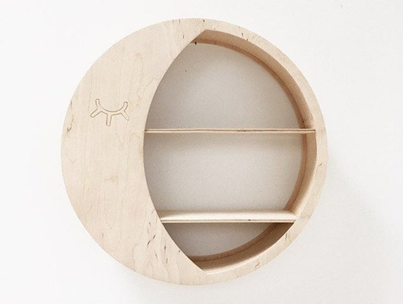 MOON WOODEN SHELF 40 cm wall decor for kids room bookshelf Etsy