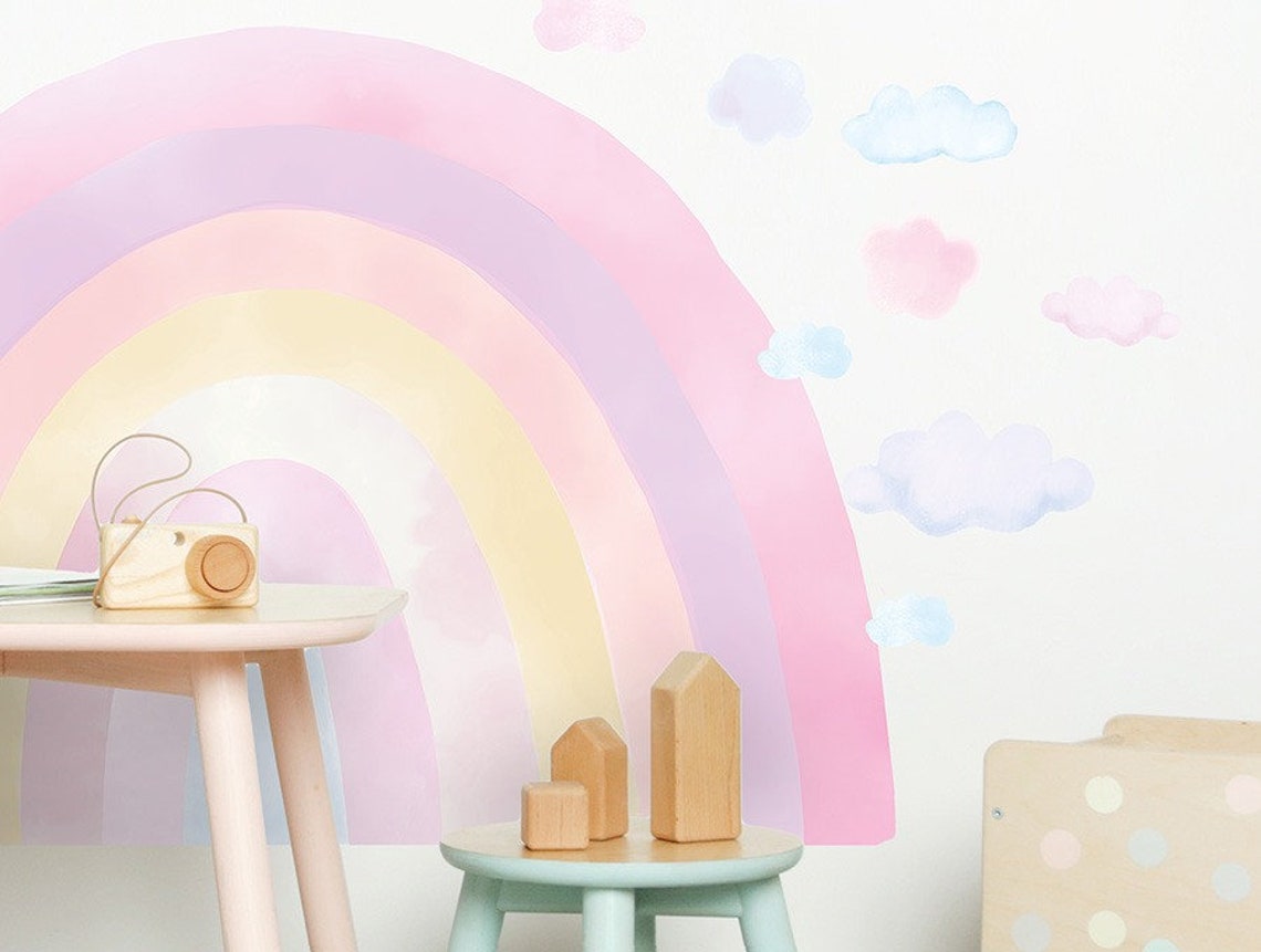 Big wall decor RAINBOW pink big rainbow kids room wall art Etsy