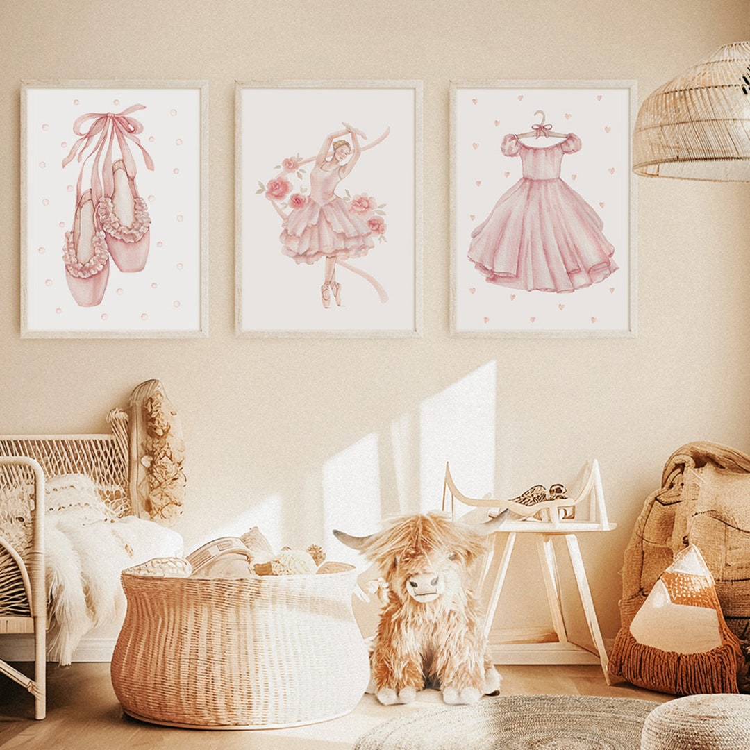 Set of 3 Watercolor Girl Room Poster - Watercolor Poster, Hand-painted ...