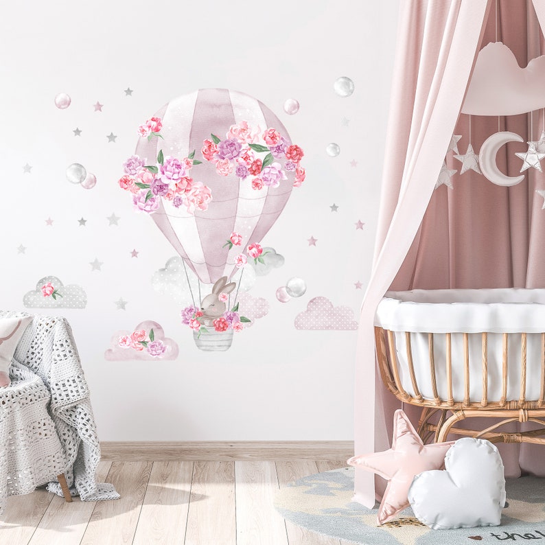 Peonies Wall Decal / Peony Wall Sticker / Balloon Wall Sticker / Gift ...