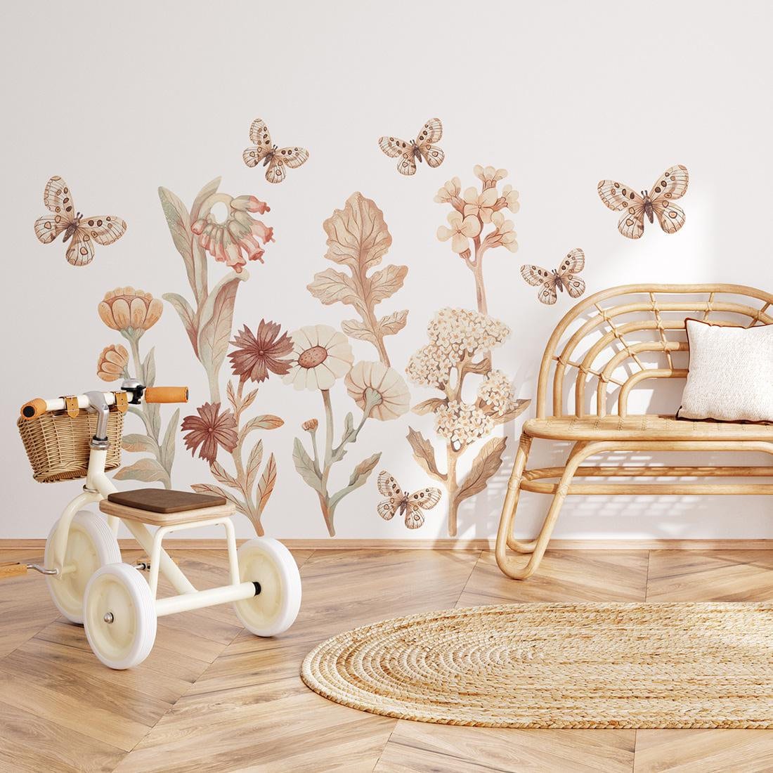 FLOWERS BOHO XXL wall decal / boho wildflowers wall sticker / watercolor flowers wall decal / Set of Flowers Wall Sticker