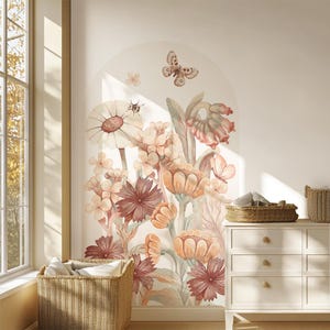 Boho Flowers Arch Wall Decal – Wall Sticker for Kids Room – 3 Sizes