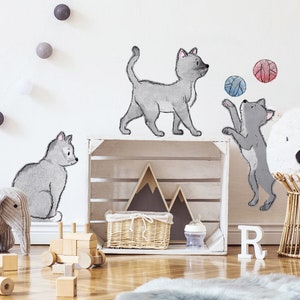 CATS SET wall decal 5 pcs. / nursery decor / animals wall decal / Cats Wall Stickers