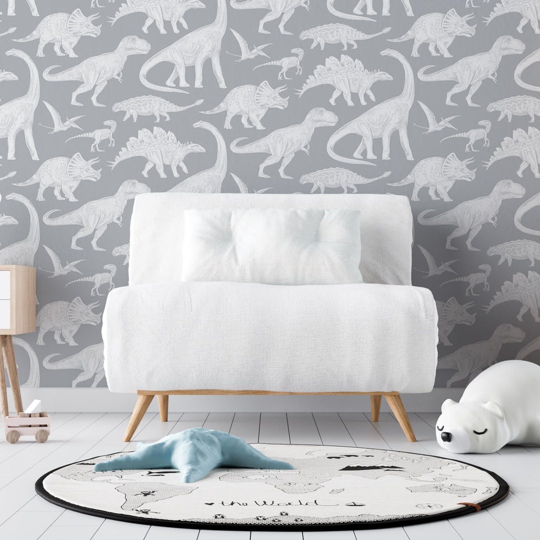 DINOSAURS Wallpaper / Nursery Decor / Dinosaur Wall Decor / Wallpaper
