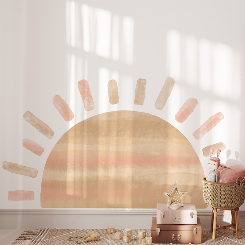 Watercolor Sun Wall Decal - Kids Nursery Decor - Etsy