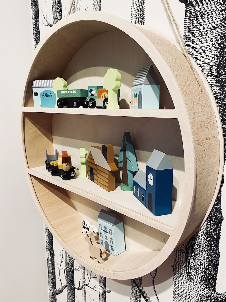 Big round WOODEN SHELF boho wood shelf wall decor kids Etsy