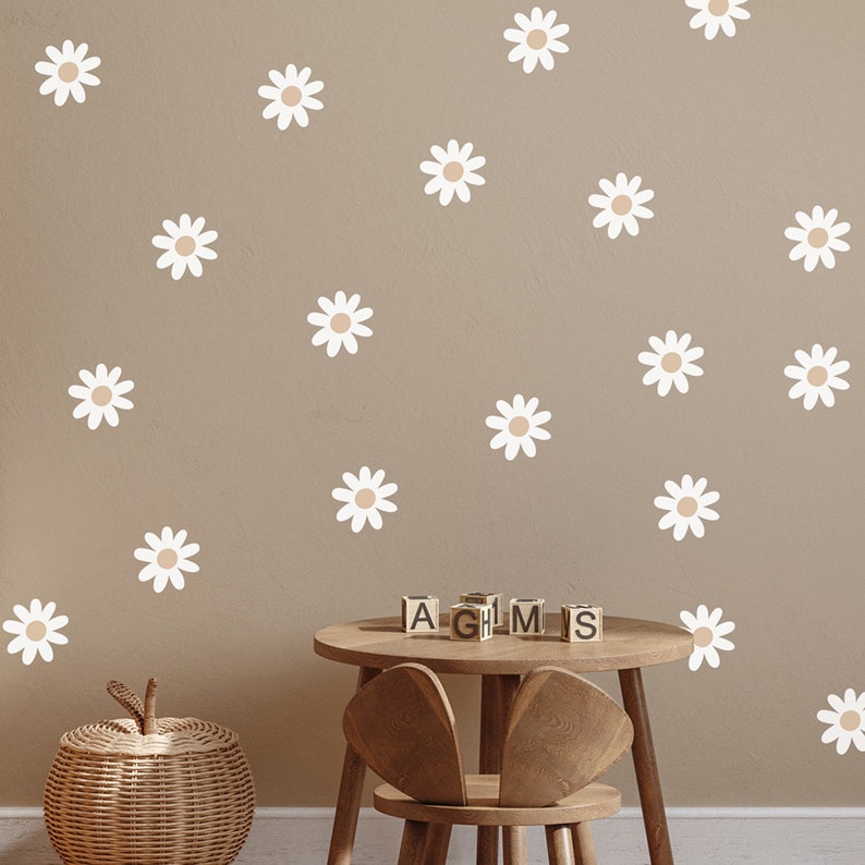 DAISY Wall Decal (22 Pcs) / White Daisy Sticker / Nursery Decor / Boho ...