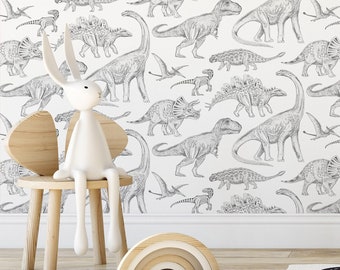 DINOSAURS wallpaper / nursery decor / dinosaur wall decor / Wallpaper with Dinosaurs - SAMPLE