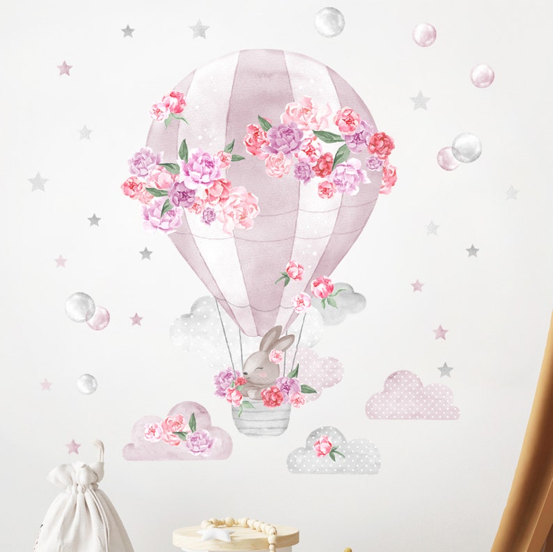 Peonies Wall Decal / Peony Wall Sticker / Balloon Wall Sticker / Gift ...
