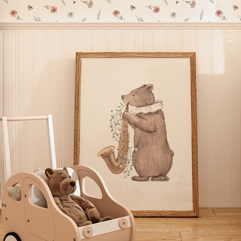 watercolor poster, poster for kids room, nursery decor, nursery poster, poster for nursery, kids room poster, kids room decor, kids room art, hand-painted poster, hand-painted illustration,  poster in boho style, bunny poster, poster with bear