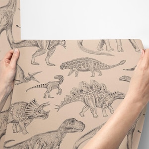 wallpaper for kids with dinosaurs, green wallpaper with dinos, wallpaper nursery decor, wallpaper with dinosaurs, dinosaurs on wallpaper, beautiful wallpaper in kids room, wall decor for kids room, kids room decoration, nursery decor wallpaper