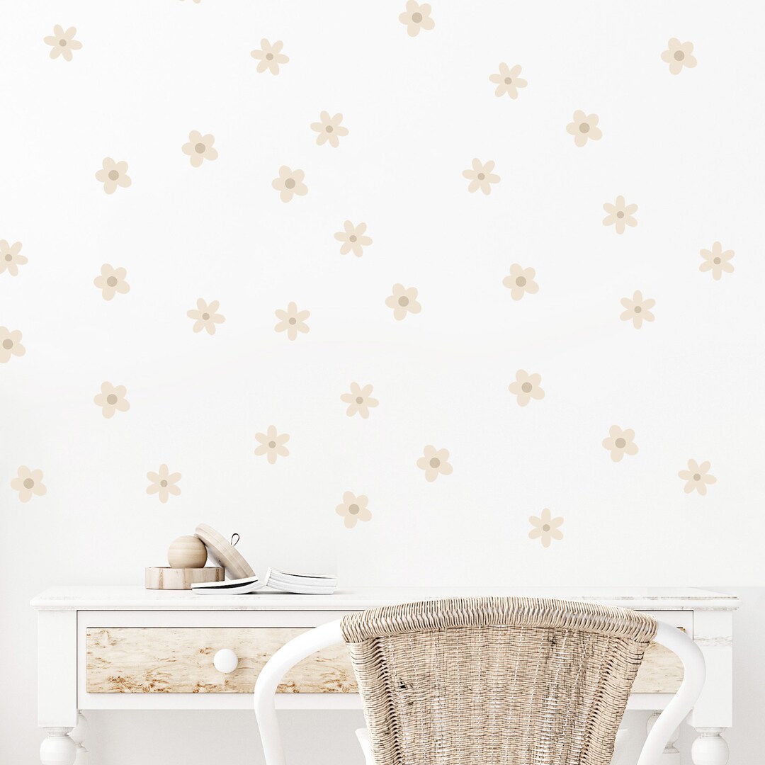 Daisy Wall Decals - Boho Nursery Decor - Daisy Flower Wall Stickers ...