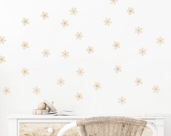 Daisy Wall Decals - Boho Nursery Decor - Daisy Flower Wall Stickers - Floral Wall Art - (59 pcs)