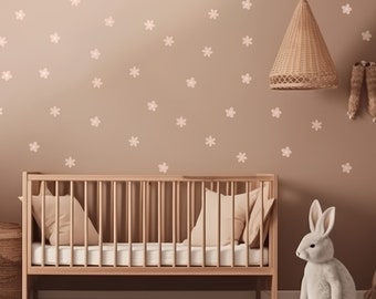 Pink Daisy Wall Decals - 59 Pieces for Boho Kids' Room Decor - Floral Wall Stickers