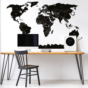 Politische WELTKARTE XXL Wandtattoo / Kinderzimmer Wandtattoo / Schwarze Weltkarte