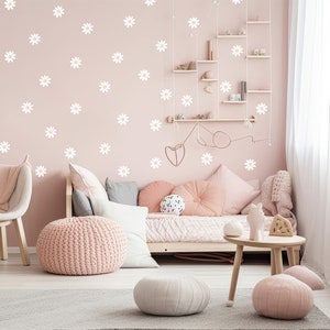 Daisy Wall Decals - Boho Nursery Decor - White Flower Stickers - Floral ...