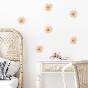 Boho Daisy Wall Decal Set - 18 Pcs Nursery Decor Sticker