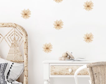 Boho Daisy Wall Decal Set - 18 Pcs Nursery Decor Sticker
