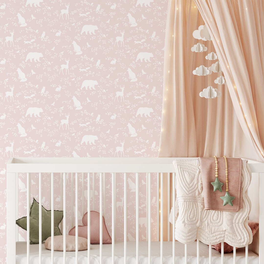 FOREST Wallpaper / Nursery Decor / Baby Room Wallpaper / Forest Animals ...