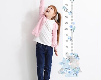 Wall decor HEIGHT CHART moon blue, nursery wall art, kids room decals, growth chart for kids