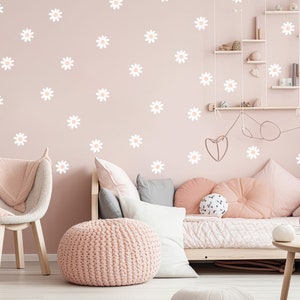 Daisy Wall Decals - Boho Nursery Decor - White Flower Stickers - Floral ...