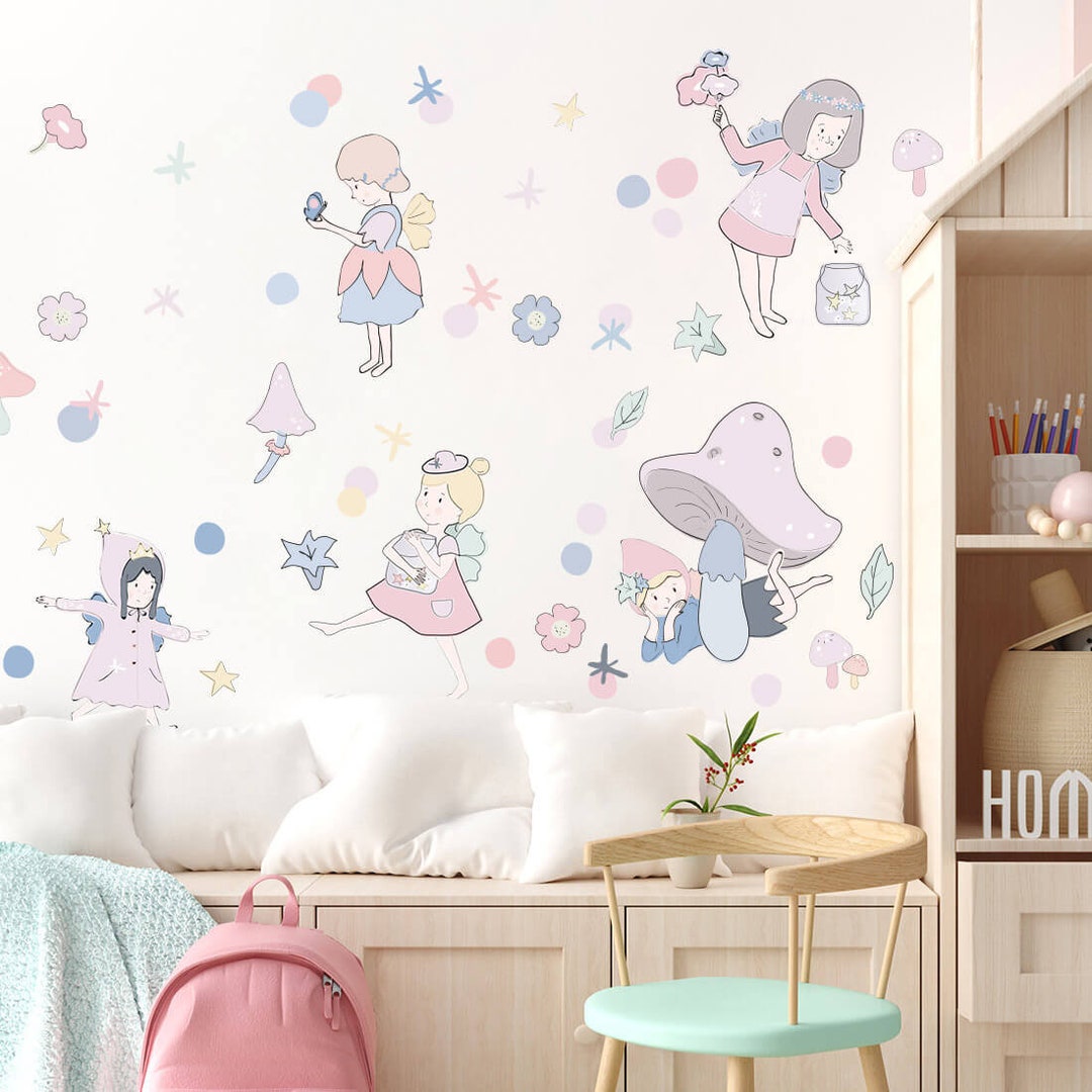 Wall Decor FAIRY Set Pink, Kids Room Wall Art, Garden Fairy, Nursery ...