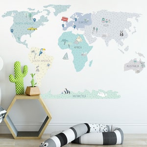 WORLD MAP Wall Decal / Nursery Decor / Kids Decal / World Map Wall ...