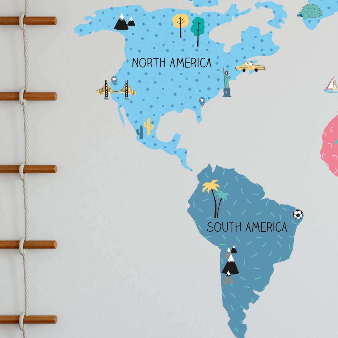 WORLD MAP Wall Decal for Kids / Nursery Decor / Kids Decal / World Map ...
