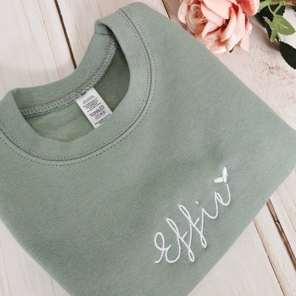 Personalised kids sweater / embroidered / jumper / childrens sweatshirt / girls / heart design / birthday present idea / lots of colours