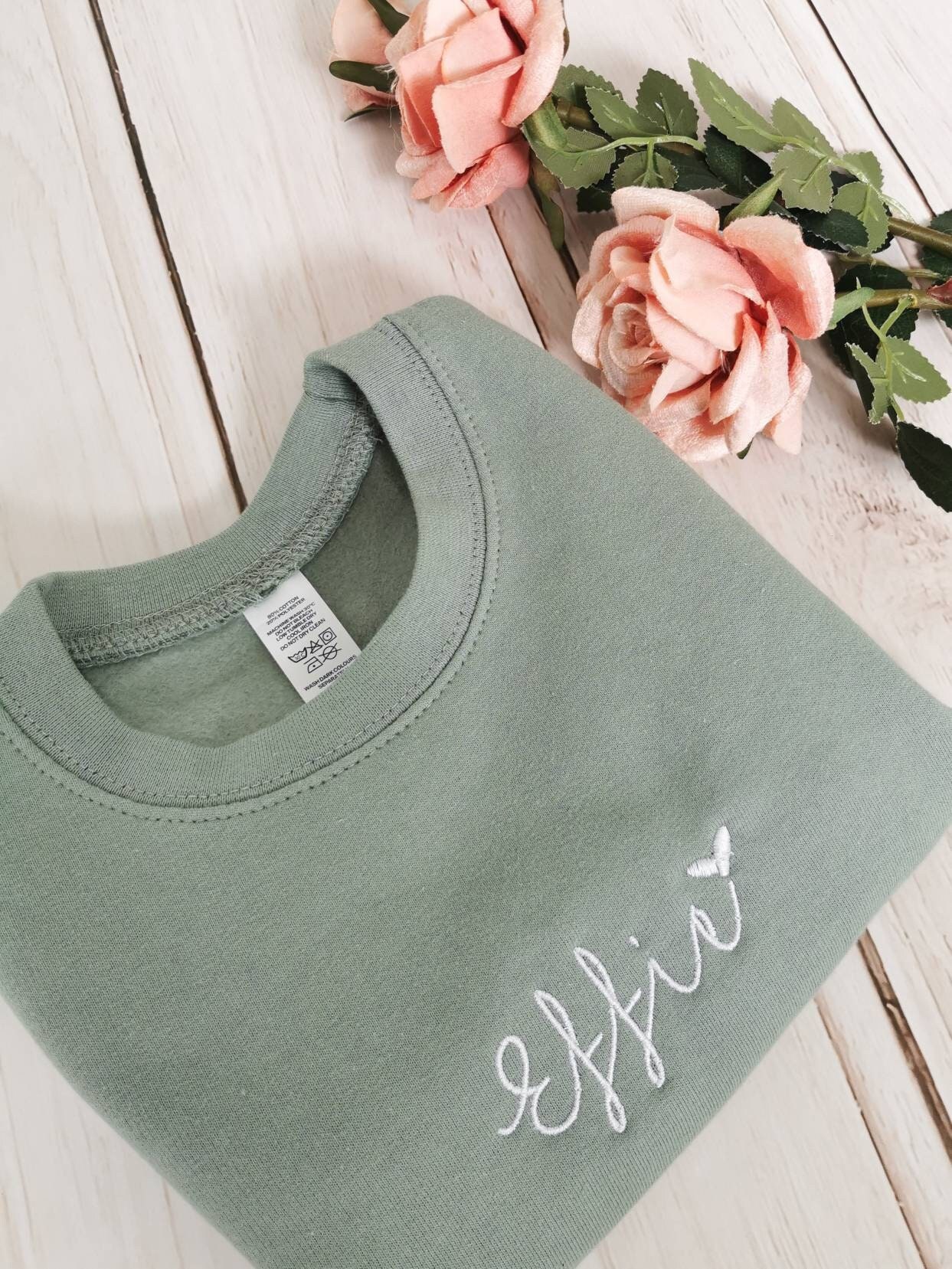 Personalised kids sweater / embroidered / jumper / childrens sweatshirt / girls / heart design / birthday present idea / lots of colours