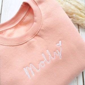 Personalised embroidered name sweatshirt / girls sweater / jumper / sisters / twinning / matching / siblings / pink / birthday gift