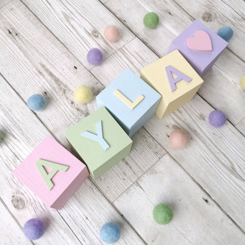 Personalised wooden name blocks / nursery decor / newborn baby Etsy